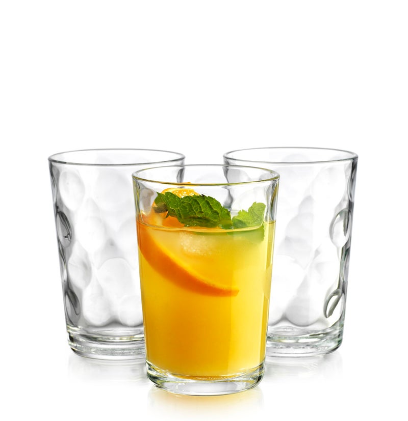 Home Essentials & Beyond Home Essentials Drinking Glasses Set of 10 Juice Glass Cups, 7 oz Glassware, Inner Circular Lensed Small Glasses. Ideal for Juice, Milk, Water; Dishwasher Safe. - Image 1